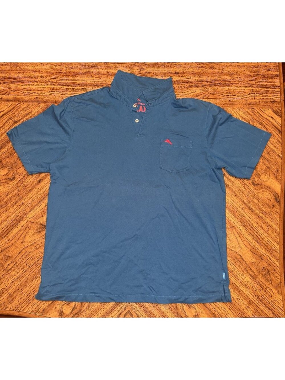 Tommy Bahama Men Polo XL Blue Relax Short Sleeve Cotton Pima Pocket Collar Flaw